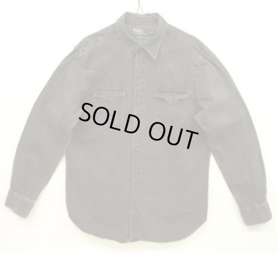画像1: 90'S RALPH LAUREN "WESTERN" デニム 長袖 ウエスタンシャツ ブラック (VINTAGE)