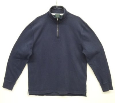 画像1: 00'S J.CREW 旧タグ ハーフジップ スタンドカラー 長袖 ラガーシャツ ネイビー (VINTAGE)