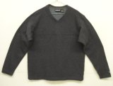 01'S PATAGONIA 袖先ロゴ 同色切り替え Vネック ニット ネイビー USA製 (VINTAGE)