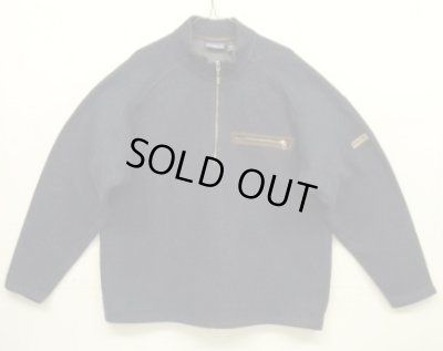 画像1: 02'S PATAGONIA ハーフジップ レザートリム ニット ネイビー USA製 (VINTAGE)