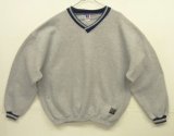 90'S RUSSELL ATHLETIC ライン入りリブ Vネック スウェットシャツ ヘザーグレー USA製 (VINTAGE)