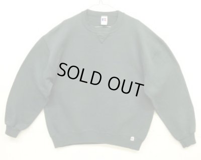 画像1: 90'S RUSSELL ATHLETIC 前Vガゼット付き クルーネック スウェットシャツ ダークグリーン USA製 (VINTAGE)