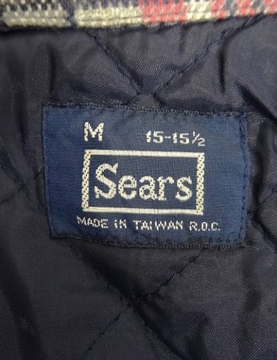 画像2: 90'S SEARS 裏地キルティング プリントフランネル ワークシャツ チェック柄 (VINTAGE)