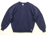 90'S RUSSELL ATHLETIC 前Vガゼット付き クルーネック スウェットシャツ ネイビー USA製 (VINTAGE)