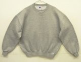 90'S RUSSELL ATHLETIC 前Vガゼット付き クルーネック スウェットシャツ ヘザーグレー USA製 (VINTAGE)