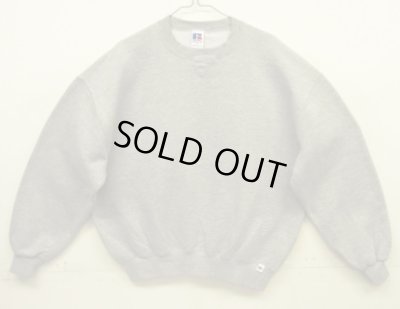 画像1: 90'S RUSSELL ATHLETIC 前Vガゼット付き クルーネック スウェットシャツ ヘザーグレー USA製 (VINTAGE)