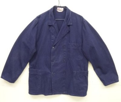 画像1: 80'S KLM KLEDING ダブルブレスト ワークジャケット カバーオール インクブルー (VINTAGE)