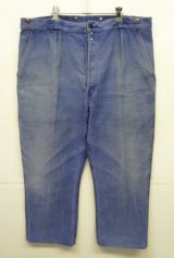 50'S DUBURE & DEVERCHERE モールスキン フックボタン ワークパンツ フェードブルー (VINTAGE)