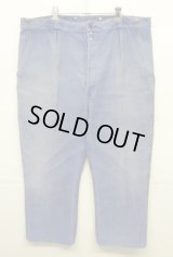 50'S DUBURE & DEVERCHERE モールスキン フックボタン ワークパンツ フェードブルー (VINTAGE)