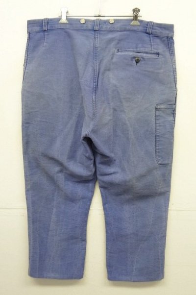 画像5: 50'S DUBURE & DEVERCHERE モールスキン フックボタン ワークパンツ フェードブルー (VINTAGE)