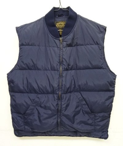画像1: 90'S EDDIE BAUER 黒タグ グースダウン ダウンベスト ネイビー (VINTAGE)