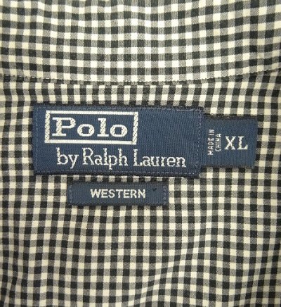 画像2: 90'S RALPH LAUREN "WESTERN" ポプリン 長袖 ウエスタンシャツ ブラック/ホワイト ギンガムチェック (VINTAGE)