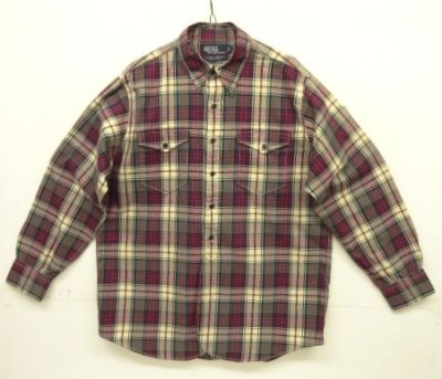 画像1: 90'S RALPH LAUREN "WOODSMAN WORKSHIRT" コットン 長袖 ワークシャツ チェック柄 (VINTAGE)
