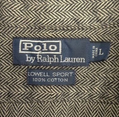 画像2: 90'S RALPH LAUREN "LOWELL SPORT" ヘリンボーン 長袖 シャツ チャコールグレー (VINTAGE)
