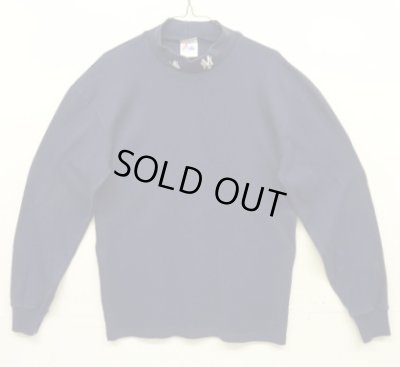 画像1: 90'S MAJESTIC "NEWYORK YANKEES" モックネック 長袖 Tシャツ ネイビー USA製 (VINTAGE)