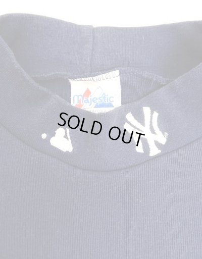 画像3: 90'S MAJESTIC "NEWYORK YANKEES" モックネック 長袖 Tシャツ ネイビー USA製 (VINTAGE)