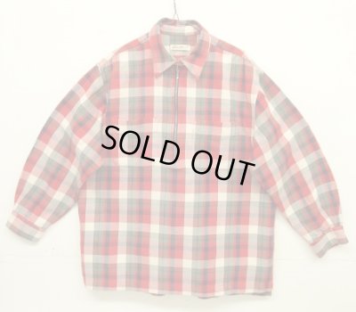 画像1: 00'S EDDIE BAUER チンスト付き ハーフジップ 長袖 フランネルシャツ チェック柄 (VINTAGE)