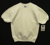 90'S RUSSELL ATHLETIC 前Vガゼット付き クルーネック 半袖 スウェットシャツ ホワイト USA製 (DEADSTOCK)