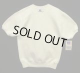 90'S RUSSELL ATHLETIC 前Vガゼット付き クルーネック 半袖 スウェットシャツ ホワイト USA製 (DEADSTOCK)