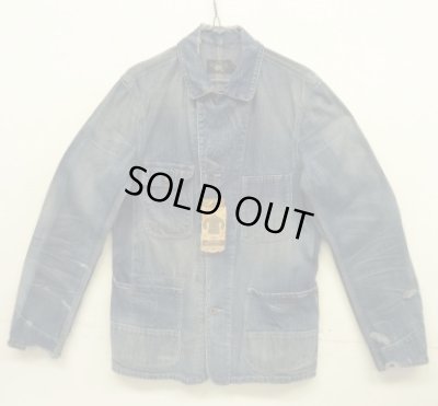 画像1: RRL ”LEWIS" ヴィンテージ＆リペア加工 月桂樹ボタン デニム カバーオール インディゴ USA製 (DEADSTOCK)