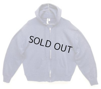 画像1: 80'S UNKNOWN フルジップ スウェットパーカー フェードネイビー アルミジップ (VINTAGE)