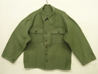 画像1: 50'S アメリカ軍 US ARMY "1st MODEL" OG107 コットンサテン ユーティリティシャツ (VINTAGE)