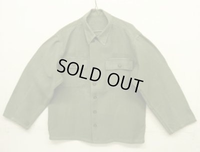 画像1: 50'S アメリカ軍 US ARMY "1st MODEL" OG107 コットンサテン ユーティリティシャツ (VINTAGE)