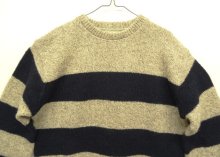 他の写真1: 80'S LL Bean クルーネック 太ボーダーセーター ベージュ/ネイビー USA製 (VINTAGE)