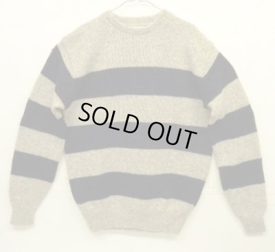 画像1: 80'S LL Bean クルーネック 太ボーダーセーター ベージュ/ネイビー USA製 (VINTAGE)