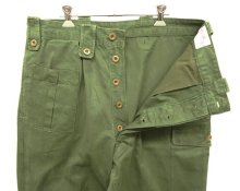 他の写真1: 70'S ベルギー軍 "左右非対称ポケット" プリーツ入り カーゴパンツ ミリタリーグリーン 6FF (VINTAGE)