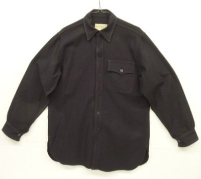 画像1: 40'S アメリカ軍 US NAVY 片側フラップ付きポケット イカリボタン ウール CPOシャツ ダークネイビー (VINTAGE)