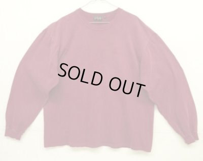 画像1: 90'S J.CREW 旧タグ シングルステッチ 長袖 Tシャツ バーガンディ (VINTAGE)
