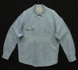 80'S RALPH LAUREN "白タグ" 猫目ボタン シャンブレーシャツ ブルー (VINTAGE)