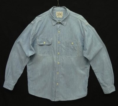 画像1: 80'S RALPH LAUREN "白タグ" 猫目ボタン シャンブレーシャツ ブルー (VINTAGE)