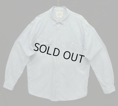 画像1: 80'S RALPH LAUREN "白タグ" 猫目ボタン シャンブレーシャツ ブルー (VINTAGE)