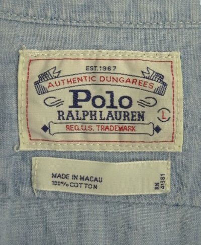画像2: 80'S RALPH LAUREN "白タグ" 猫目ボタン シャンブレーシャツ ブルー (VINTAGE)