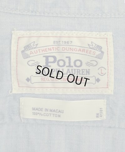 画像2: 80'S RALPH LAUREN "白タグ" 猫目ボタン シャンブレーシャツ ブルー (VINTAGE)