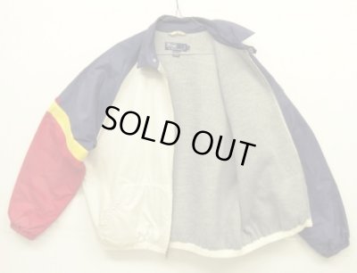 画像4: 90'S RALPH LAUREN チンスト付き 裏地フリース ドリズラージャケット ネイビー/ホワイト/レッド (VINTAGE)