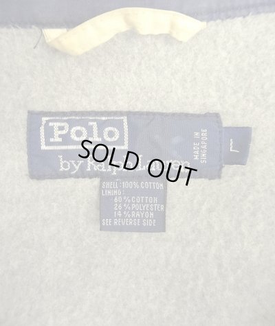 画像2: 90'S RALPH LAUREN チンスト付き 裏地フリース ドリズラージャケット ネイビー/ホワイト/レッド (VINTAGE)