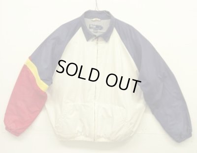 画像1: 90'S RALPH LAUREN チンスト付き 裏地フリース ドリズラージャケット ネイビー/ホワイト/レッド (VINTAGE)