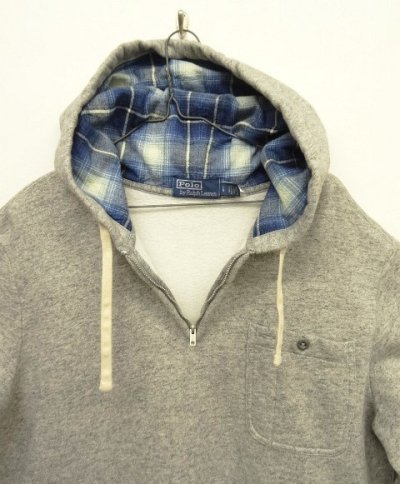 画像3: RALPH LAUREN "POLO COUNTRY" ハーフジップ スウェットパーカー ヘザーグレー TALONアルミジップ (USED)