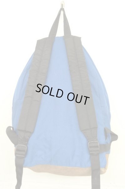 画像7: 80'S EASTPAK 旧タグ ボトムレザー ナイロン バックパック ブルー USA製 (VINTAGE)