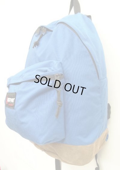 画像4: 80'S EASTPAK 旧タグ ボトムレザー ナイロン バックパック ブルー USA製 (VINTAGE)