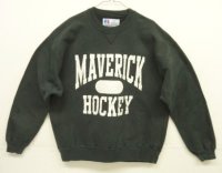90'S RUSSELL ATHLETIC 前V&脇の下ガゼット付き ヘビーウエイト クルーネック スウェットシャツ ブラック USA製 (VINTAGE)