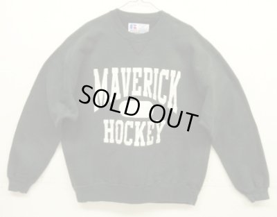 画像1: 90'S RUSSELL ATHLETIC 前V&脇の下ガゼット付き ヘビーウエイト クルーネック スウェットシャツ ブラック USA製 (VINTAGE)