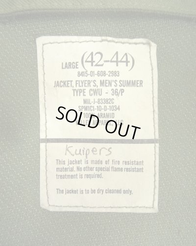 画像2: アメリカ軍 USAF "CWU-36/P" アラミド フライトジャケット セージグリーン (VINTAGE) 