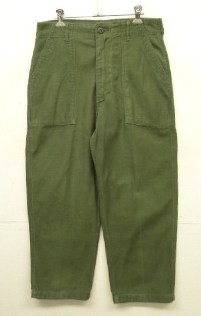 画像1: 70'S アメリカ軍 US ARMY "OG107" コットンサテン ベイカーパンツ W32L29 RAPIDブラスジップ (VINTAGE)
