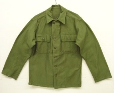画像1: 50'S アメリカ軍 US ARMY "1st MODEL" OG107 コットンサテン ユーティリティシャツ (DEADSTOCK)
