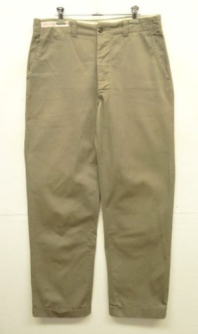 画像1: 60'S McNAIR'S "STEVENS TWIST TWILL" ボタンフライ コットン100% チノパンツ カーキ (VINTAGE)