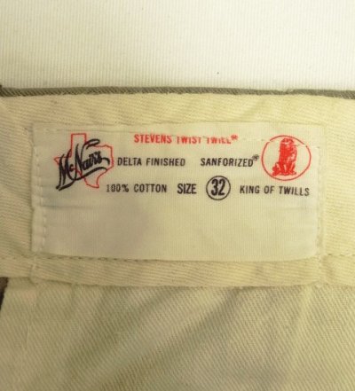 画像2: 60'S McNAIR'S "STEVENS TWIST TWILL" ボタンフライ コットン100% チノパンツ カーキ (VINTAGE)